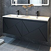 Disbain Conjunto de mueble de baño Lira (Ancho: 120 cm, Negro, Mate, 2 pzs.) | BAUHAUS