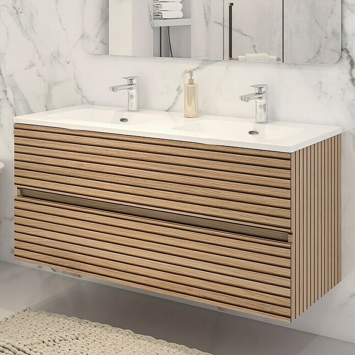 Disbain Conjunto de mueble de baño Vega (Ancho: 120 cm, Acacia, 2 pzs.) | BAUHAUS