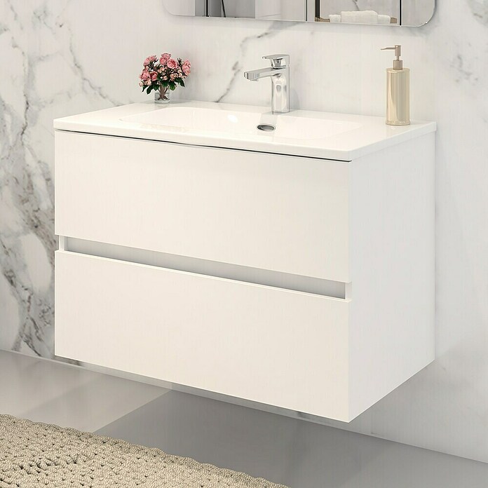 Disbain Conjunto de mueble de baño Vega (Ancho: 80 cm, Blanco, 2 pzs.) | BAUHAUS