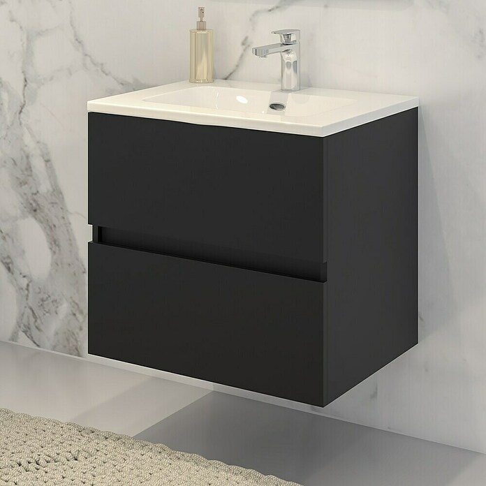 Disbain Conjunto de mueble de baño Vega (Ancho: 60 cm, Negro, 2 pzs.) | BAUHAUS