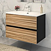 Disbain Conjunto de mueble de baño Vega (Ancho: 80 cm, Negro/Bambú, 2 pzs.) | BAUHAUS