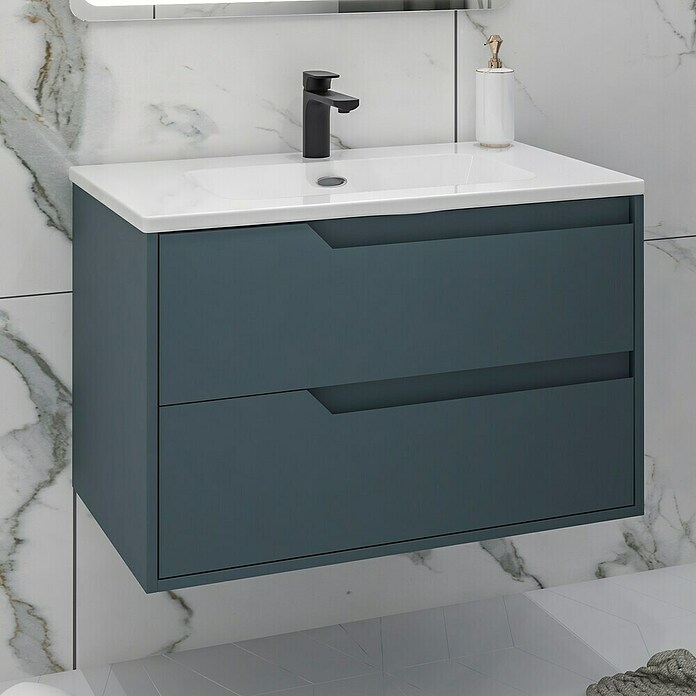 Disbain Conjunto de mueble de baño Casiopea (Ancho: 80 cm, Azul Manhattan, Mate) | BAUHAUS