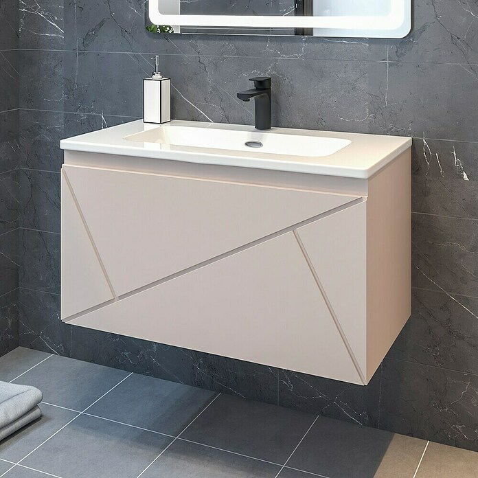 Disbain Conjunto de mueble de baño Lira (Ancho: 80 cm, Maquillaje, Mate, 2 pzs.) | BAUHAUS