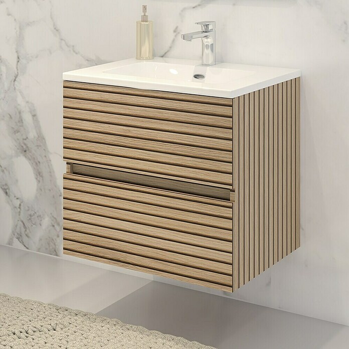 Disbain Conjunto de mueble de baño Vega (Ancho: 60 cm, Acacia, 2 pzs.) | BAUHAUS