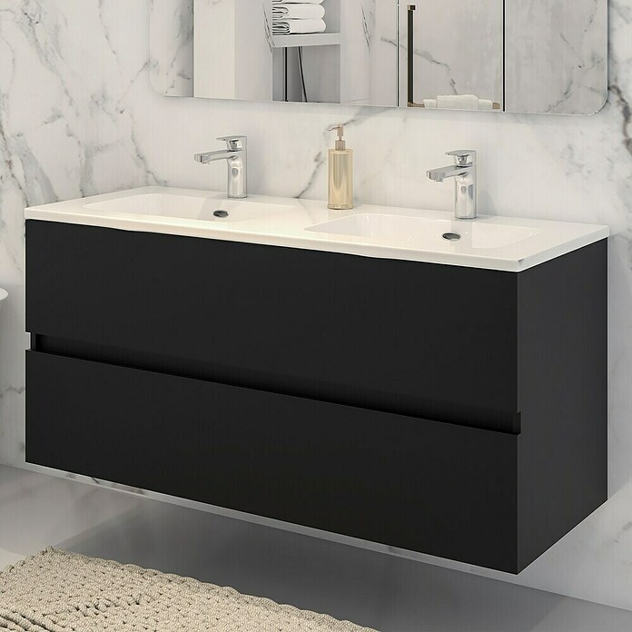 Disbain Conjunto de mueble de baño Vega (Ancho: 120 cm, Negro, 2 pzs.) | BAUHAUS