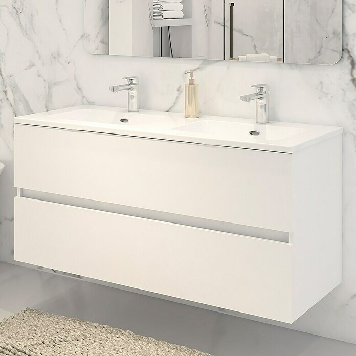 Disbain Conjunto de mueble de baño Vega (Ancho: 120 cm, Blanco, 2 pzs.) | BAUHAUS