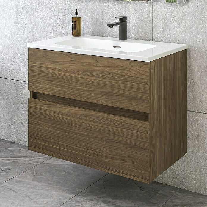Disbain Conjunto de mueble de baño Kuntur (Ancho: 80 cm, Nogal italiano, Mate) | BAUHAUS