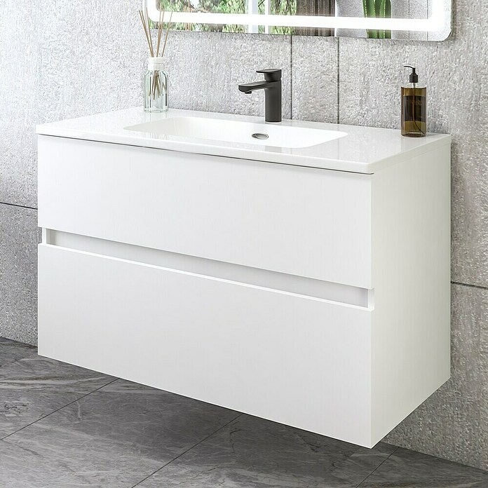 Disbain Conjunto de mueble de baño Kuntur (Ancho: 100 cm, Blanco, Mate) | BAUHAUS