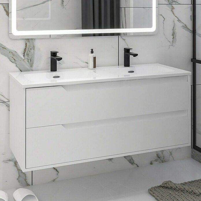 Disbain Conjunto de mueble de baño Casiopea (Ancho: 120 cm, Blanco mate, Mate) | BAUHAUS