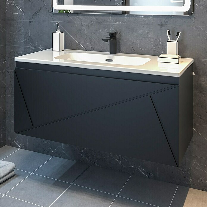Disbain Conjunto de mueble de baño Lira (Ancho: 100 cm, Negro, Mate, 2 pzs.) | BAUHAUS