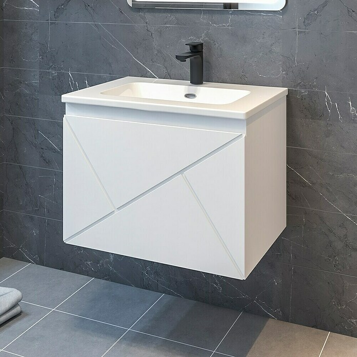 Disbain Conjunto de mueble de baño Lira (Ancho: 60 cm, Blanco, Mate, 2 pzs.) | BAUHAUS