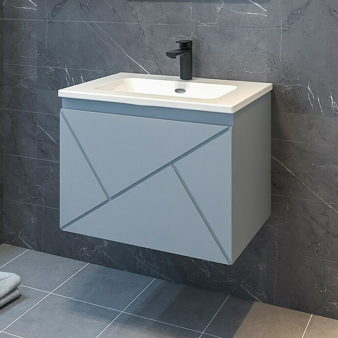 Disbain Conjunto de mueble de baño Lira (Ancho: 60 cm, Azul Soho, Mate, 2 pzs.) | BAUHAUS