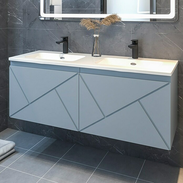 Disbain Conjunto de mueble de baño Lira (Ancho: 120 cm, Azul Soho, Mate, 2 pzs.) | BAUHAUS