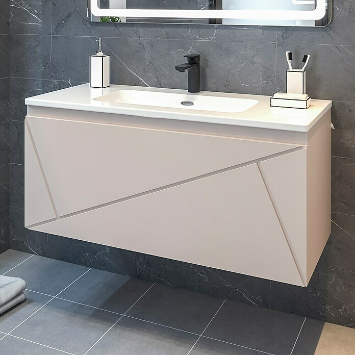 Disbain Conjunto de mueble de baño Lira (Ancho: 100 cm, Maquillaje, Mate, 2 pzs.) | BAUHAUS
