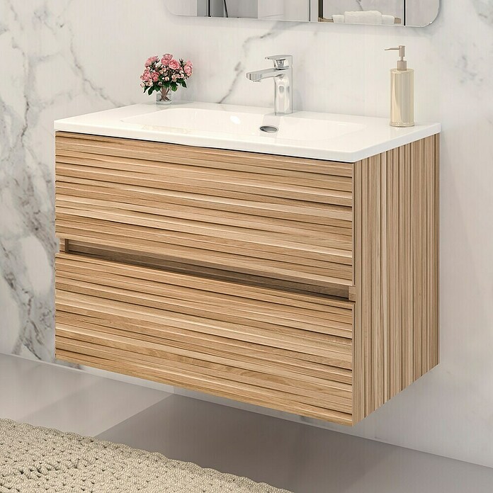 Disbain Conjunto de mueble de baño Vega (Ancho: 80 cm, Bambú, 2 pzs.) | BAUHAUS