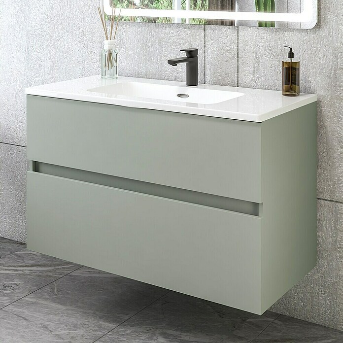 Disbain Conjunto de mueble de baño Kuntur (Ancho: 100 cm, Verde té, Mate) | BAUHAUS