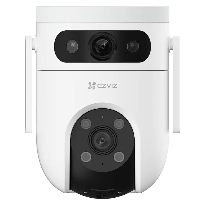 EZVIZ Überwachungskamera H9C 3MP - Weiß, Erfassungswinkel: 350 °, Erfassungsreichweite: 30 m - Weiße EZVIZ Überwachungskamera mit zwei Objektiven und Seitenantennen für verbesserte Überwachung.