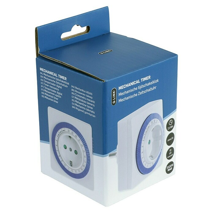 Q-Link Tijdschakelaar (Mechanisch, Wit / Blauw) | BAUHAUS