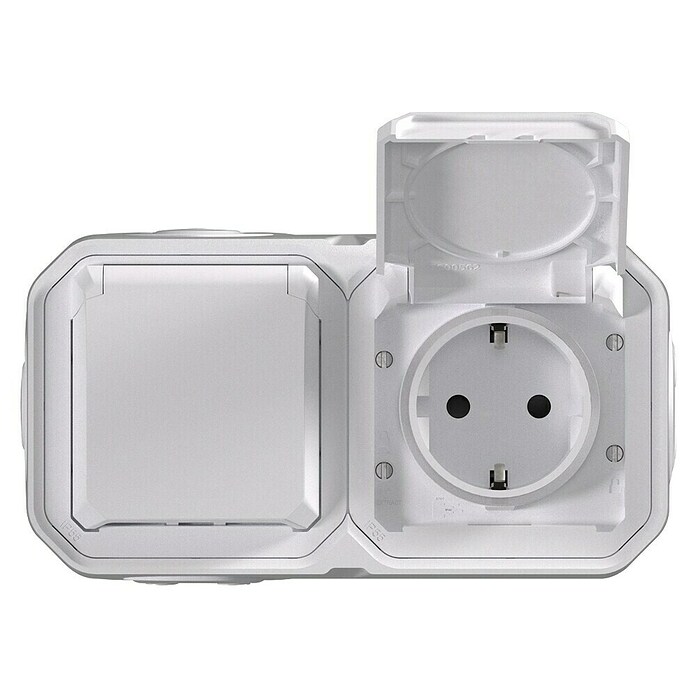 Legrand Schutzkontaktsteckdose Plexo New (Ultraweiß, 250 V, 10 A, Schrauben, 2-fach) | BAUHAUS