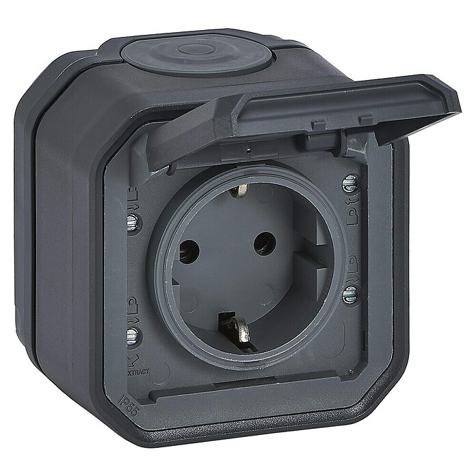 Legrand Schutzkontaktsteckdose Plexo New (Anthrazit, 250 V, 16 A, Schrauben, 1-fach) | BAUHAUS