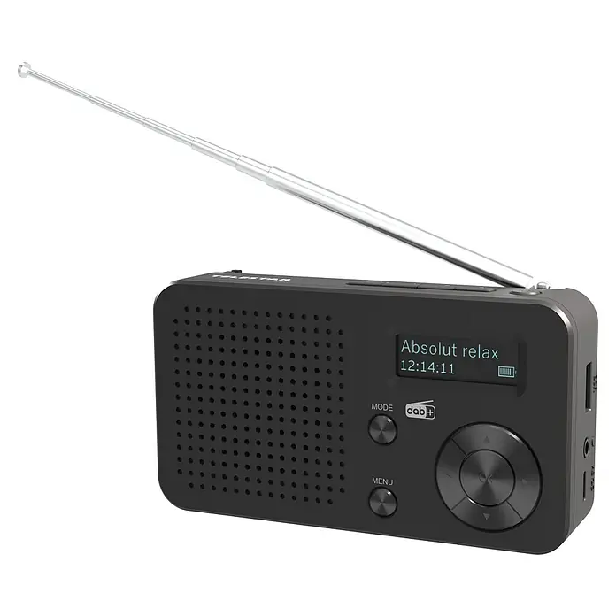Radio Top 100 - L x B x H: 3,2 x 12,8 x 7,2 cm - Das schwarze Telestar Radio mit ausziehbarer Antenne, Lautsprechergitter und digitalem Display ist ein echtes Multitalent.