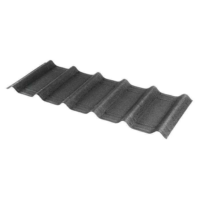Onduline Lámina corrugada Onduvilla - 1,07 m x 40 cm x 2,9 mm, Otros, Negro - Imagen de una placa de tejado gris con un diseño ondulado, ideal para soluciones de tejado modernas y duraderas.