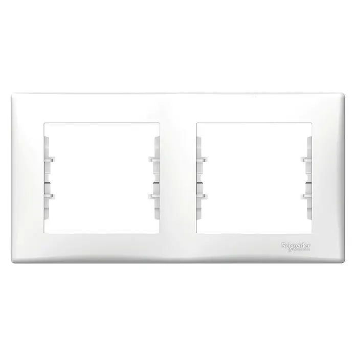 Schneider Electric Sedna Marco - Blanco, Modelo de mecanismos: x 2, Plástico - Placa de cubierta doble blanca de Schneider Electric para insertos modulares, ideal para instalaciones eléctricas elegantes.