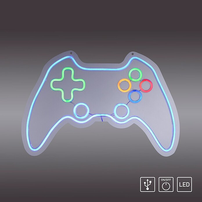 Just Light LED-Dekoleuchte Neon Gamer (Neon Gamer, L x B x H: 8,5 x 29,5 x 24 cm, Netzbetrieben) | BAUHAUS