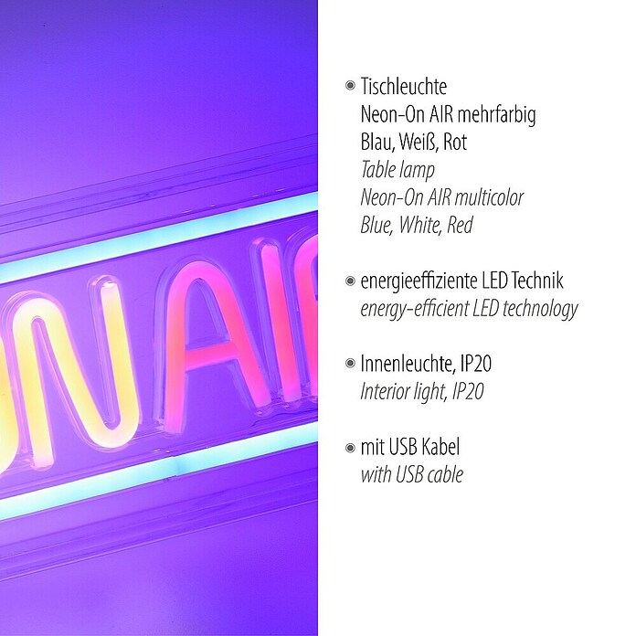 Just Light LED-Dekoleuchte Neon On Air (Neon On Air, L x B x H: 8,5 x 29,5 x 24 cm, Netzbetrieben) | BAUHAUS