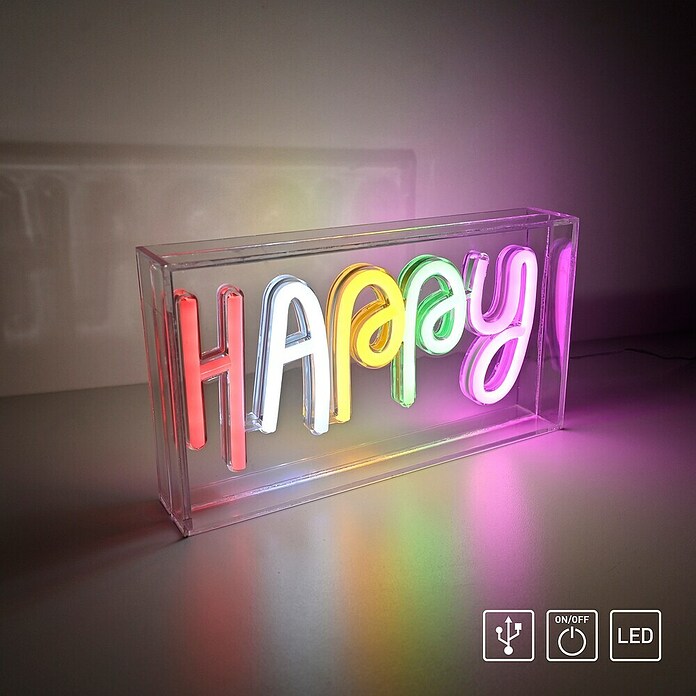 Just Light LED-Dekoleuchte Neon Happy (Neon Happy, L x B x H: 8,5 x 29,5 x 24 cm, Netzbetrieben) | BAUHAUS