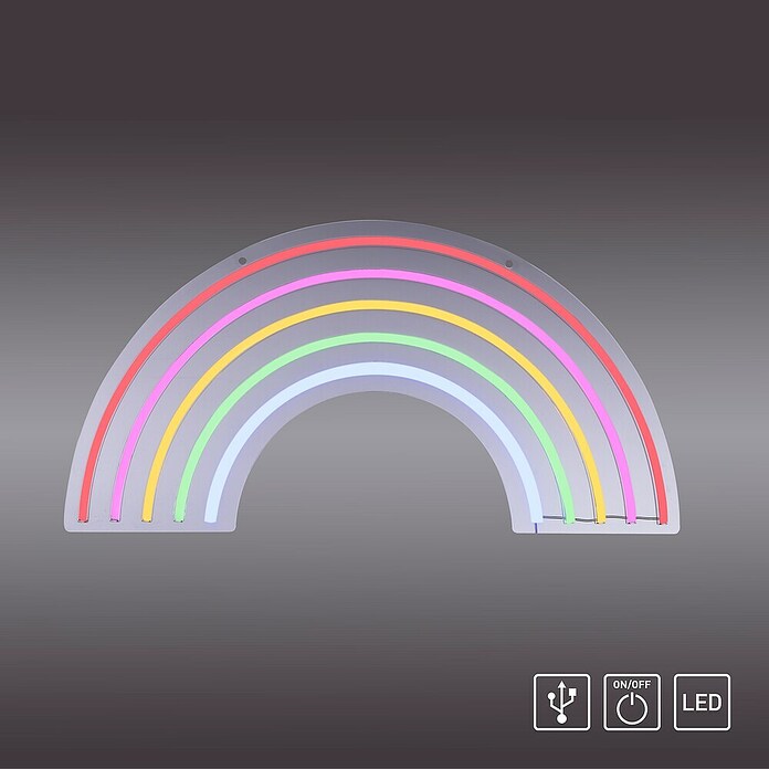 Just Light LED-Dekoleuchte Neon Rainbow (Neon Rainbow, L x B x H: 8,5 x 29,5 x 24 cm, Netzbetrieben) | BAUHAUS