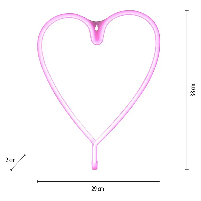 Just Light LED-Dekoleuchte Neon Herz - Neon Herz, L x B x H: 8,5 x 29,5 x 24 cm, Netzbetrieben - Rosa herzförmiges Neonlicht, 38 cm hoch x 29 cm breit.