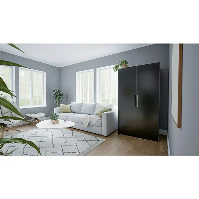 Respekta Schrankküche Peter - Breite: 104 cm, Schwarz/Weiß, Mit Duo-Kochmulde und Mikrowelle - Geräumiger grauer Wohnraum mit elegantem Kleiderschrank, der sich nahtlos in die moderne Einrichtung einfügt und Stauraum bietet.
