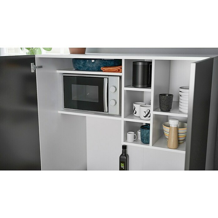 Respekta Cocina en armario (104 cm, Con placa de dos fuegos, Gris)