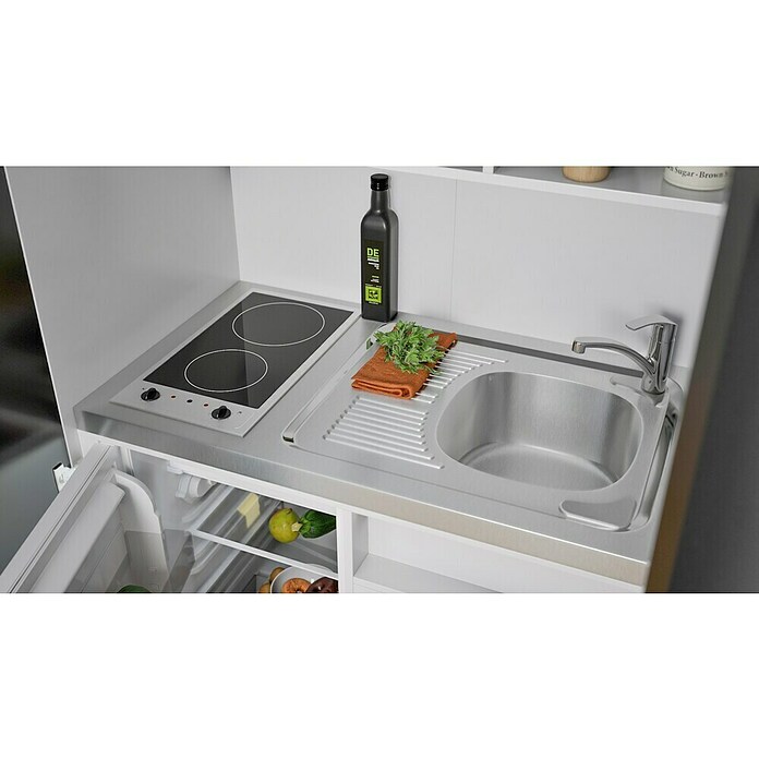 Respekta Cocina en armario (104 cm, Con placa vitrocerámica, Negro)