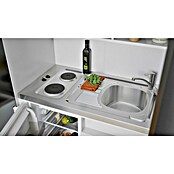 Respekta Cocina en armario (104 cm, Con placa de dos fuegos, Negro)