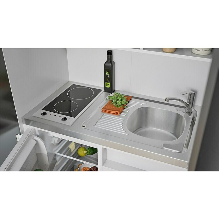 Respekta Kastkeuken (104 cm, Met glaskeramische kookplaat, Grijs)