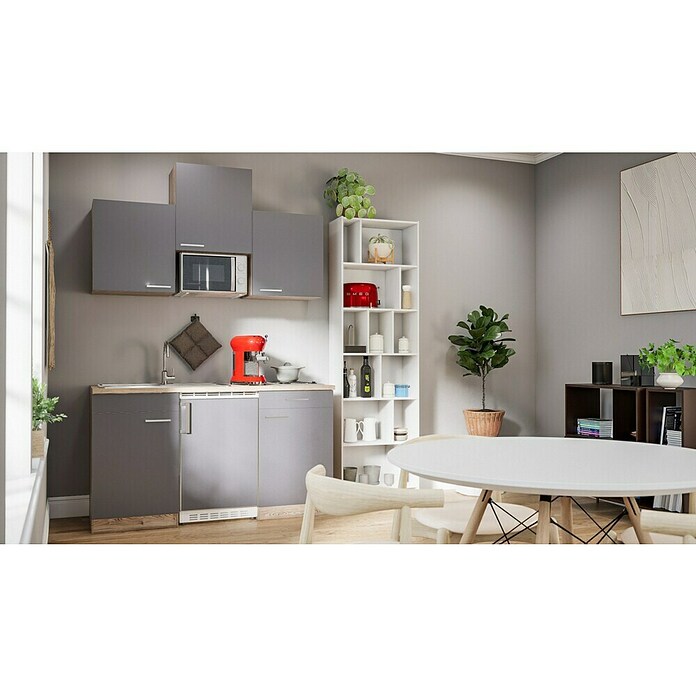 Respekta Cocina (Ancho: 150 cm, Con placa de dos fuegos, Gris)