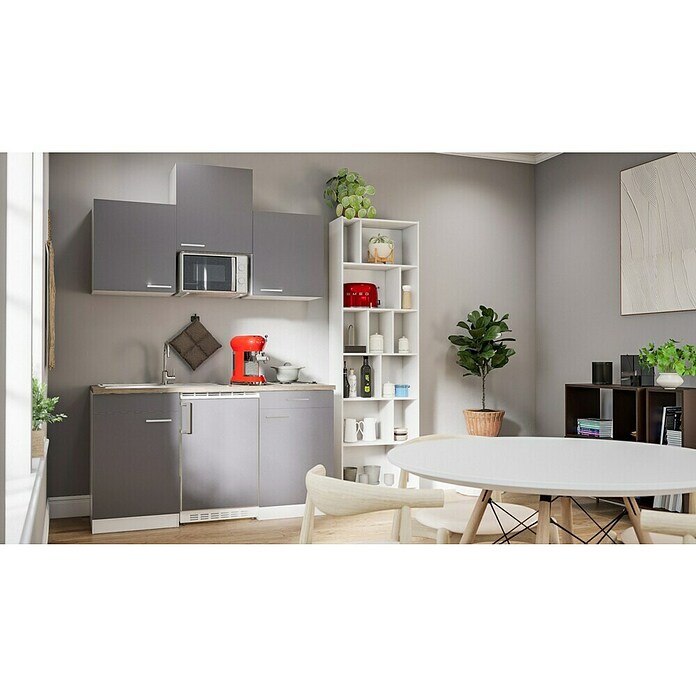 Respekta Cocina (Ancho: 150 cm, Con placa vitrocerámica, Gris)