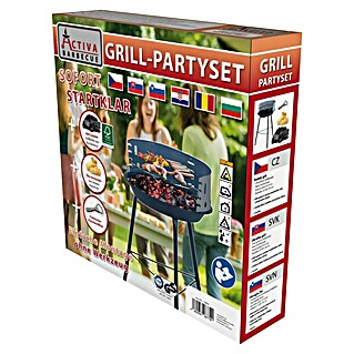 Holzkohlegrill Partyset (Durchmesser Grillfläche: 33 cm, Schwarz)