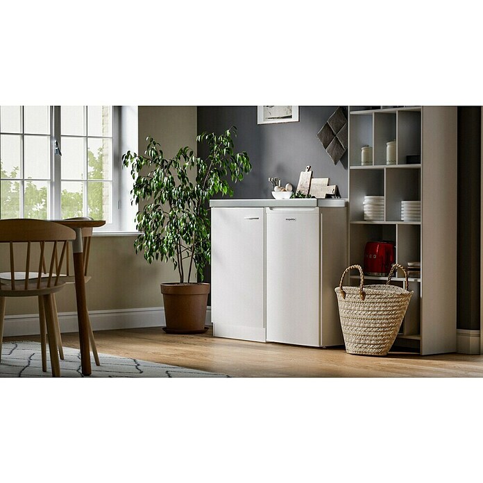 Respekta Miniküche Pantry MK100WC (100 cm, Mit Glaskeramikkochfeld + Kühlschrank, Weiß)