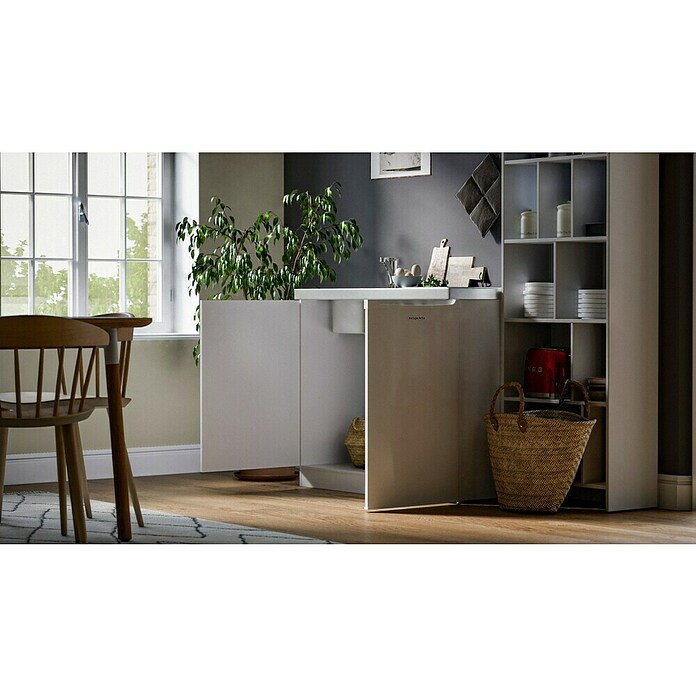 Respekta Miniküche Pantry MK100WC (100 cm, Mit Glaskeramikkochfeld + Kühlschrank, Weiß)