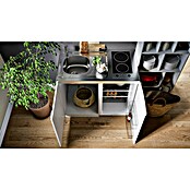 Respekta Miniküche Pantry MK100WC (100 cm, Mit Glaskeramikkochfeld + Kühlschrank, Weiß)