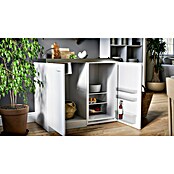 Respekta Miniküche Pantry MK100WC (100 cm, Mit Glaskeramikkochfeld + Kühlschrank, Weiß)