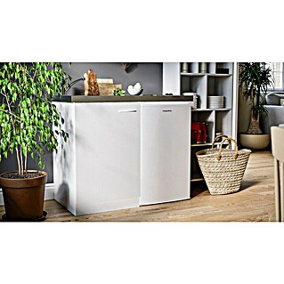 Respekta Miniküche Levin (Breite: 100 cm, Weiß, Mit Duo-Kochmulde + Kühlschrank)