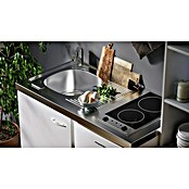 Respekta Miniküche Pantry MK100WC (100 cm, Mit Glaskeramikkochfeld + Kühlschrank, Weiß)