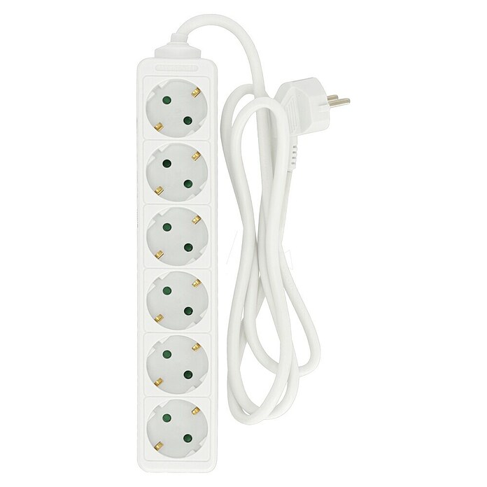 Base de enchufe múltiple (x 6, Blanco, Longitud del cable: 1,4 m)