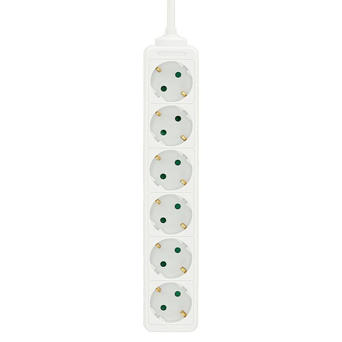 Base de enchufe múltiple (x 6, Blanco, Longitud del cable: 1,4 m)