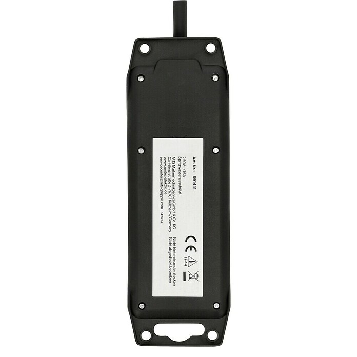 Feuchtraum-Steckdosenleiste (2-fach, 1,4 m, Max. Anschlussleistung: 3.500 W, Schwarz/Gelb)