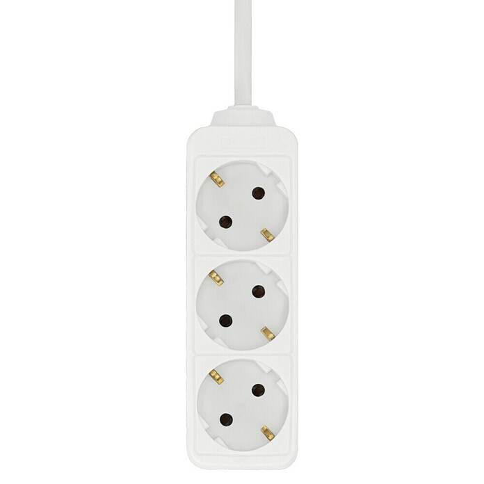 Steckdosenleiste (3-fach, Weiß, 3 m, 3.500 W)